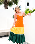 Color Block Tiered Maxi Dress