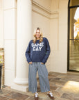 Wide-Leg Cropped Trousers - Blue Stripe
