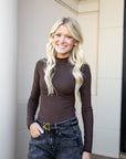 Mock Neck Long Sleeve - Espresso