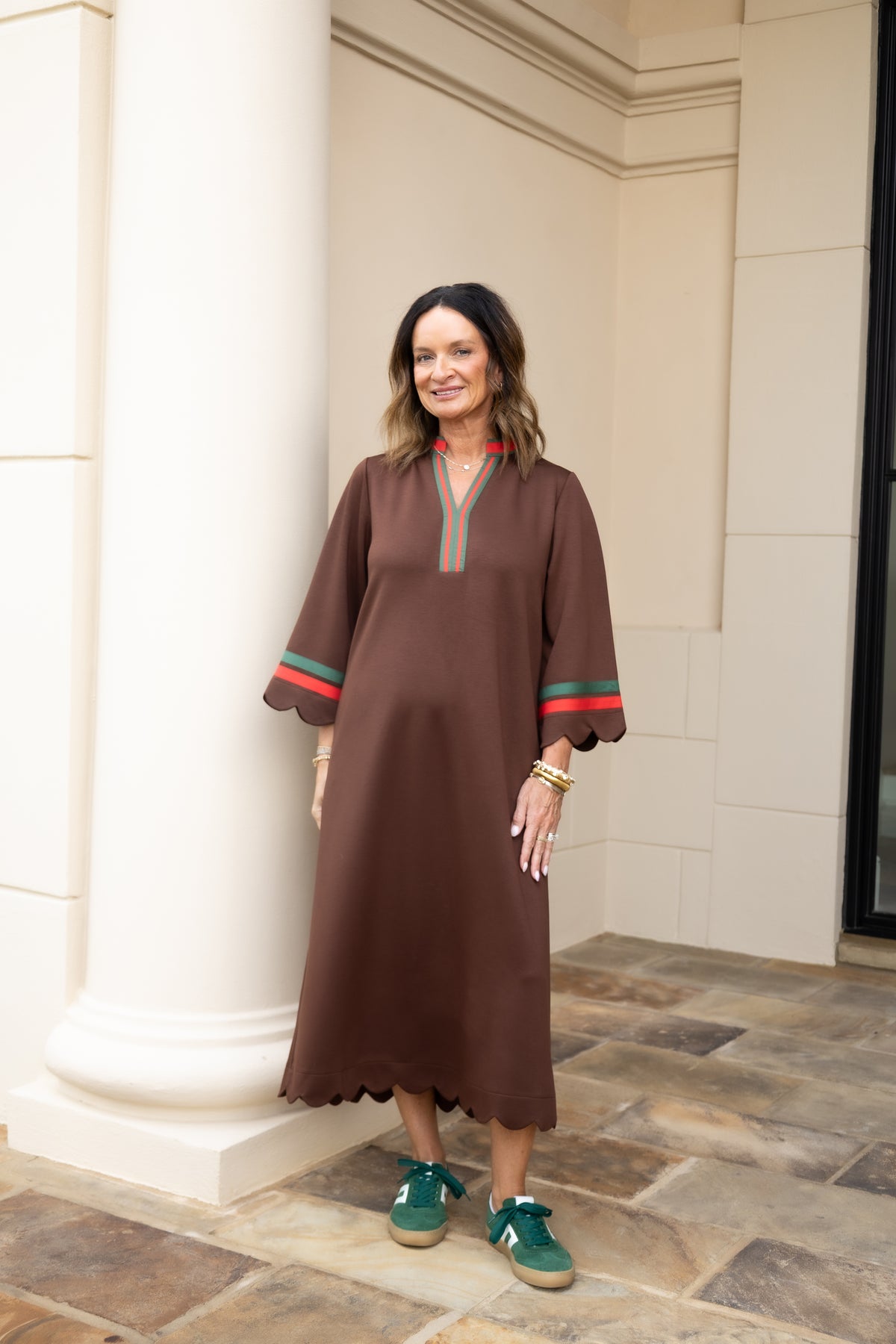 Scallop Edge Midi Dress