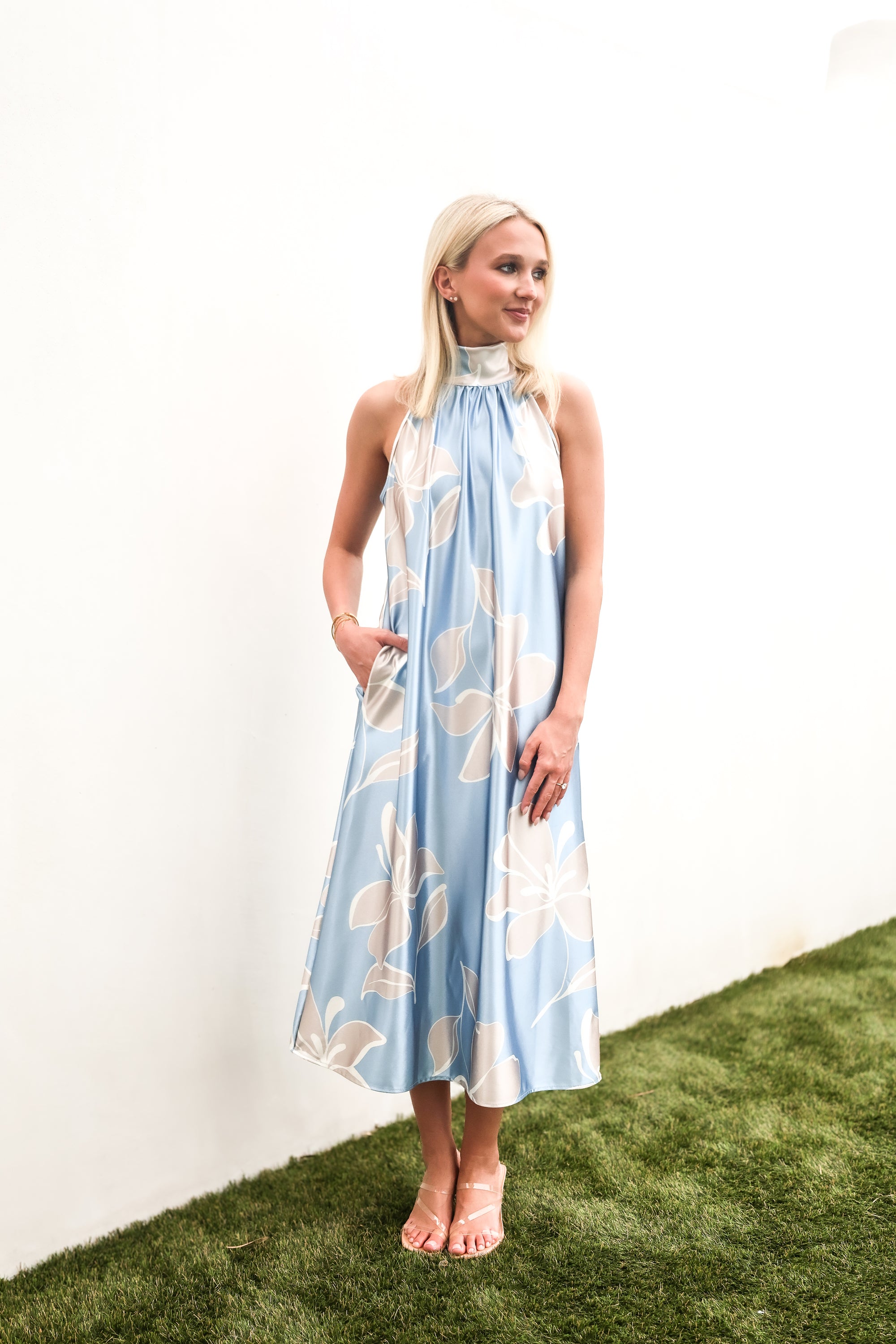 Floral Satin Midi Dress