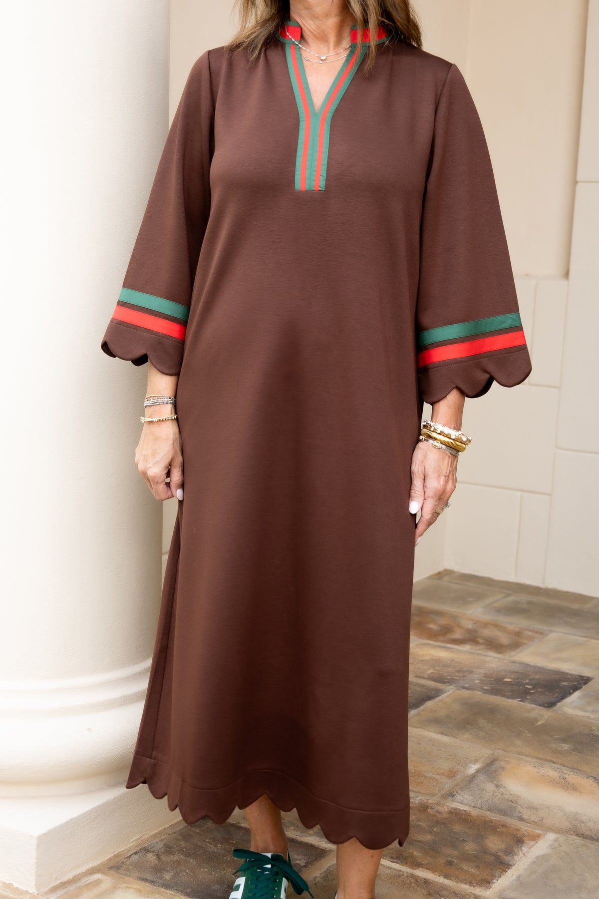 Scallop Edge Midi Dress