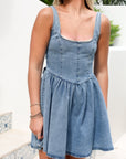 Square Neck Denim Dress