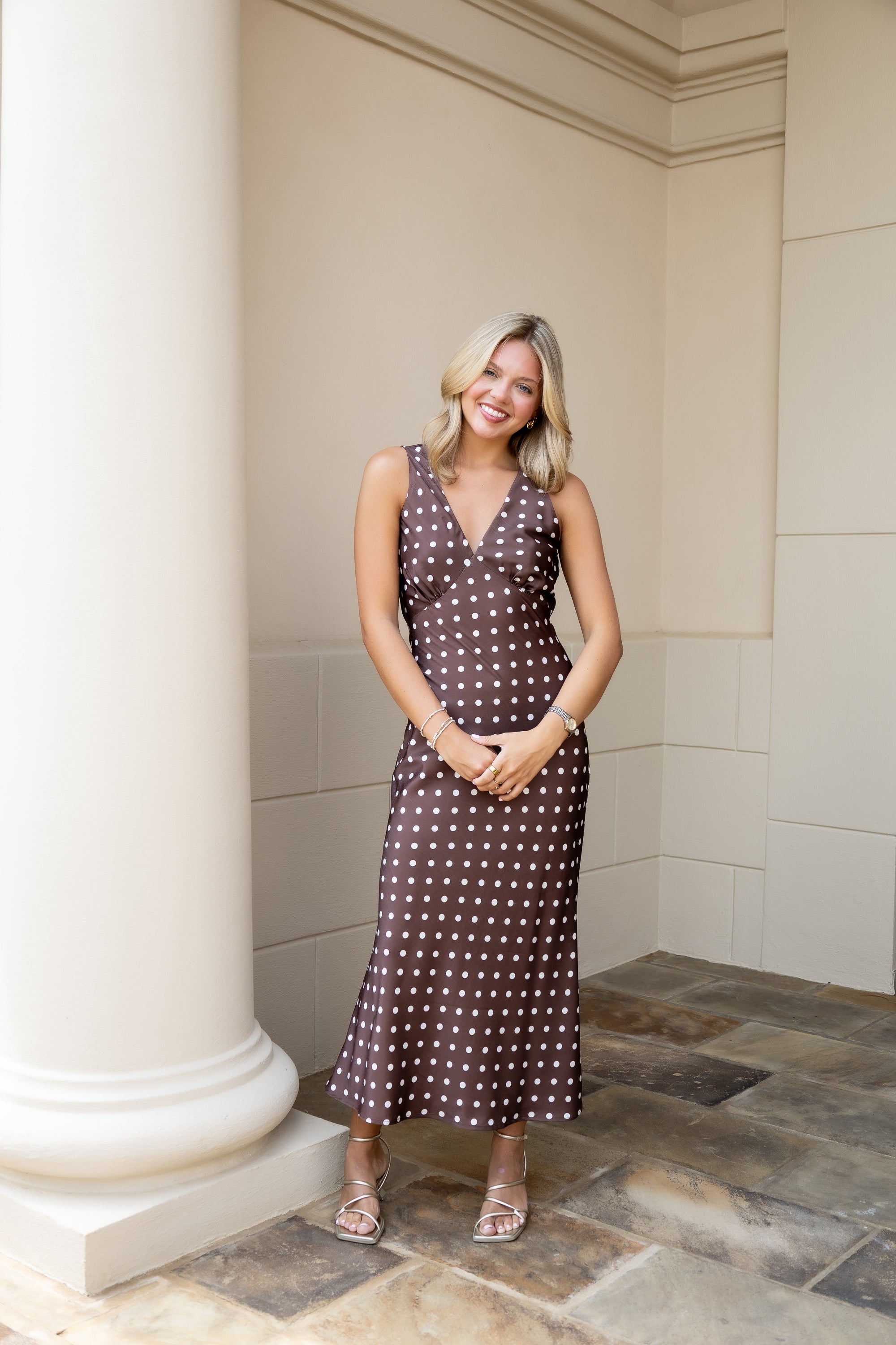 Chocolate Polka Dot Maxi Dress – JAR and Company