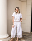Stripe Embroidered Scallop Set