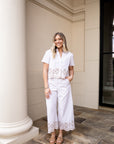 Stripe Embroidered Scallop Set