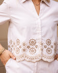 Stripe Embroidered Scallop Set