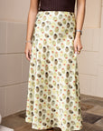 Olive Print Midi Skirt