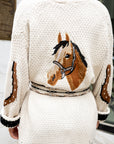 Western Horse Belted Cardigan