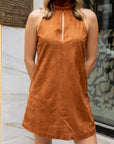 Suede Turtleneck Dress