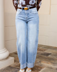 Cuffed Barrel Leg Jeans
