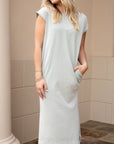 Mineral Wash Midi Dress - Sage Green