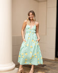 Striped Lemon Print Midi Dress