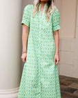 Printed Midi Dress - Grass Mix