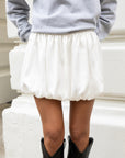 Satin Bubble Skirt - White