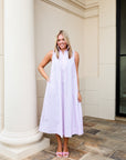Half Zip Sleeveless A-line Midi Dress - Pink