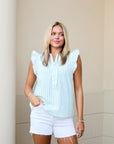Ruffle Sleeve Blouse - Green