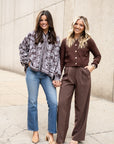 Wide Leg Dress Pants - Brown