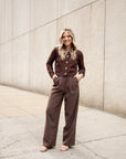 Wide Leg Dress Pants - Brown