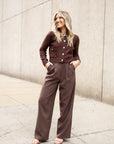 Wide Leg Dress Pants - Brown