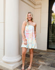Watercolor Bubble Hem Mini Dress