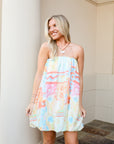 Watercolor Bubble Hem Mini Dress