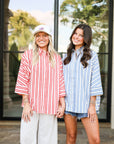 Oversized Stripe Shirt - Blue