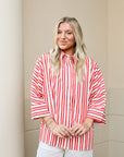 Oversized Stripe Shirt - Red