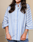 Oversized Stripe Shirt - Blue