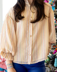 Metallic Stripe Blouse - Nude