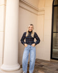 Nila Smocked Plaid Peplum Blouse