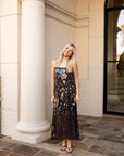 Sequin Spaghetti Strap Slip Midi Dress - Dark Brown