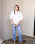 Bubble Sleeve Button Down Shirt