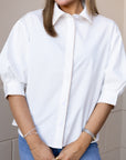 Bubble Sleeve Button Down Shirt