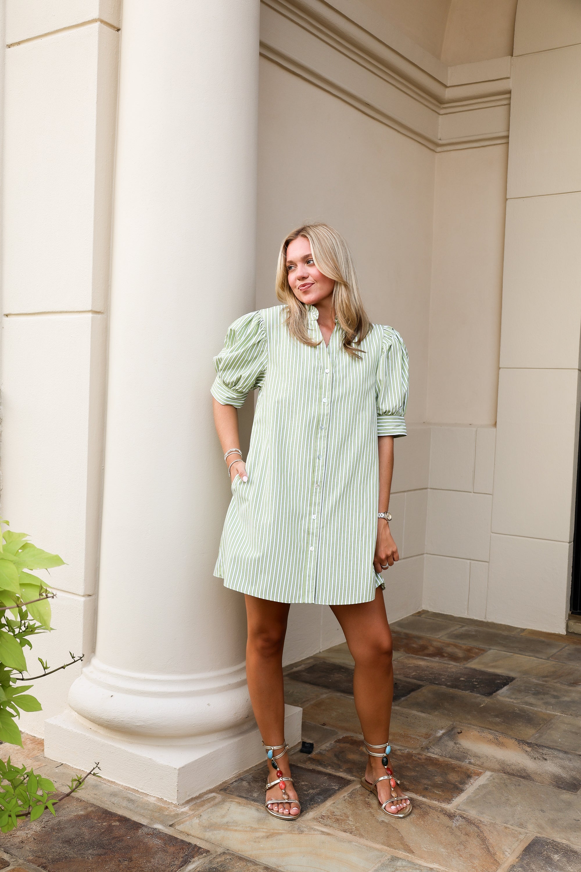 Sage Stripe Dress