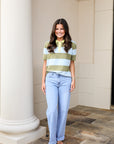 Striped Polo Sweater Top