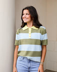 Striped Polo Sweater Top