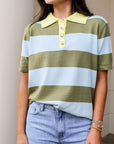 Striped Polo Sweater Top