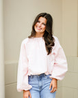 Long Sleeve Gathered Blouse - Pink