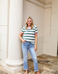 Green/Pink Striped Top