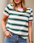 Green/Pink Striped Top