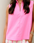 Slit V-Neck Sleeveless Top