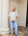Rugby Striped Shirt - Green/Pink