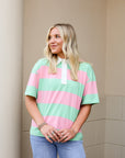 Rugby Striped Shirt - Green/Pink