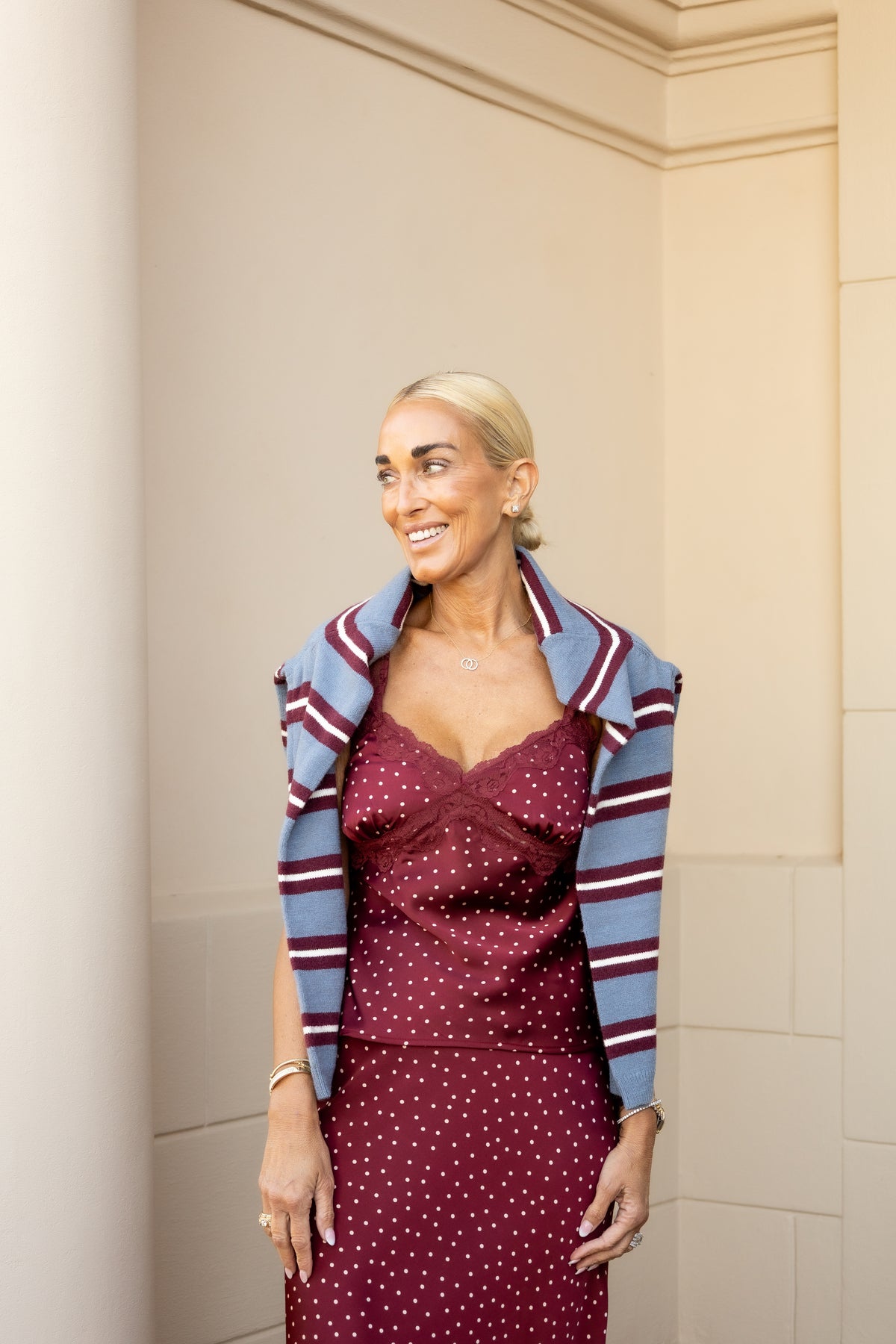 Chloe Cardigan - Blue/Burgundy