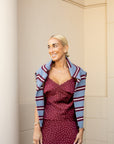 Chloe Cardigan - Blue/Burgundy