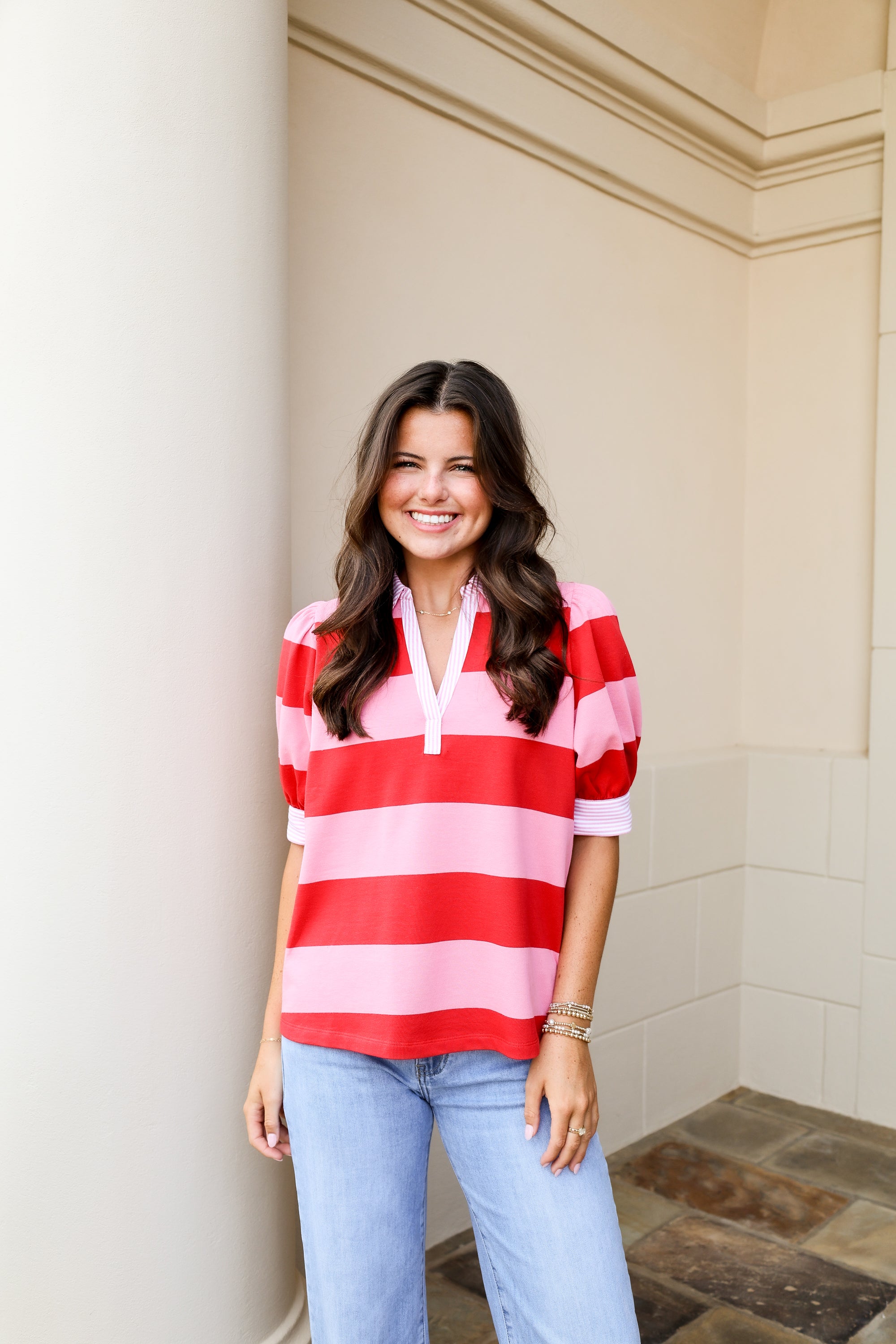 Olivia Top - Red/Pink