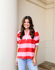 Olivia Top - Red/Pink