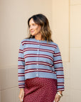 Chloe Cardigan - Blue/Burgundy