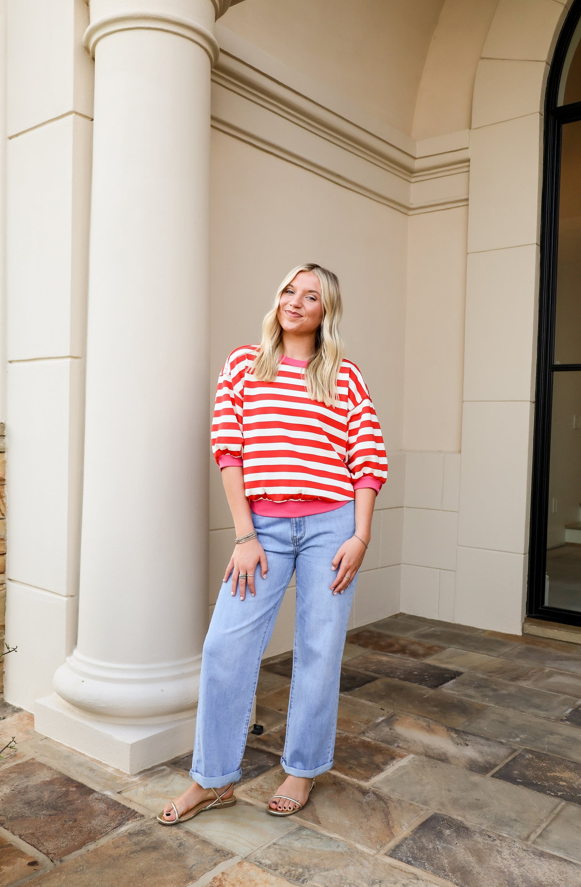 Round Neck Bubble Sleeve Sweatshirt